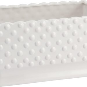 White Hobnail Rectangle Ceramic Planter