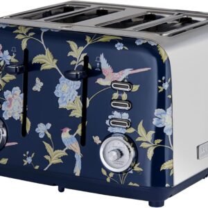 VQ Laura Ashley Elveden Navy Stainless Steel 4 Slice Toaster